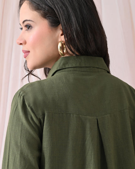 Olive Pure Cotton Relaxed-Fit Shirt