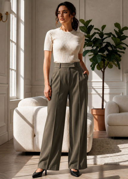 Olive High-Waist Tailored Trouser