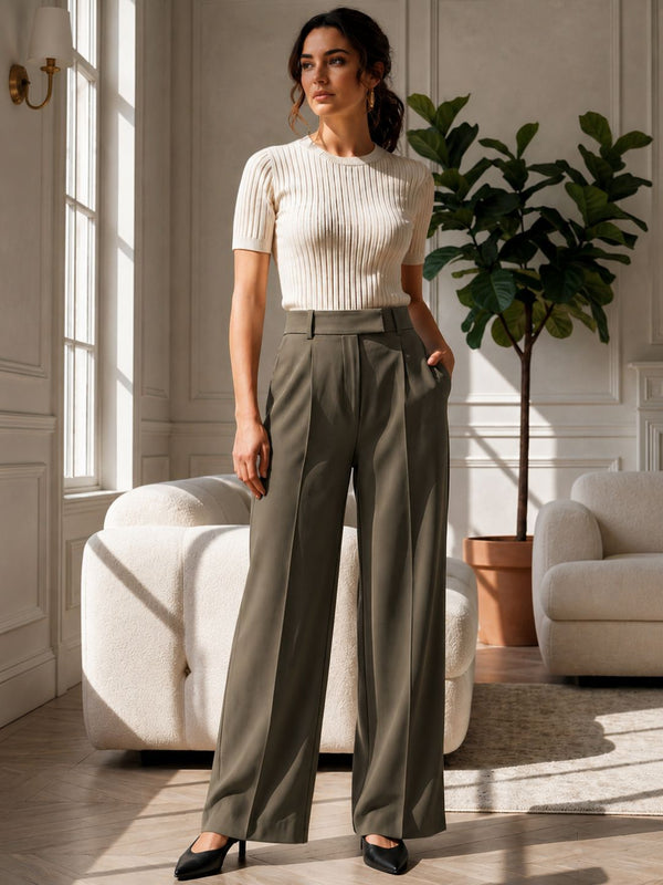 Olive High-Waist Tailored Trouser