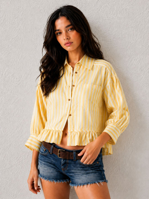 Yellow Ruffled Stripe Shirt