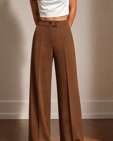 Brown High Waist Wide Leg Trousers