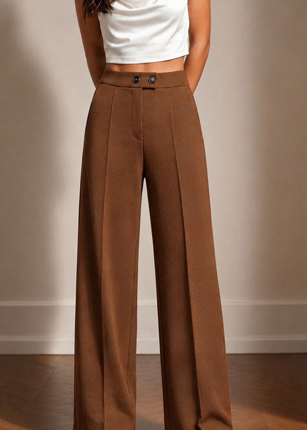 Brown High Waist Wide Leg Trousers