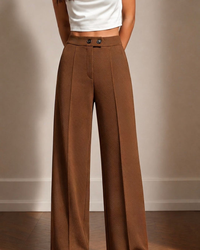 Brown High Waist Wide Leg Trousers