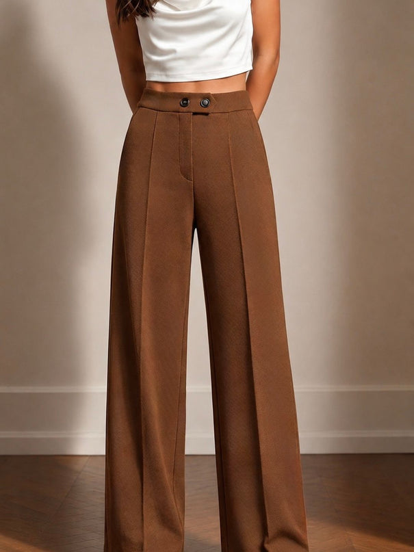 Brown High Waist Wide Leg Trousers