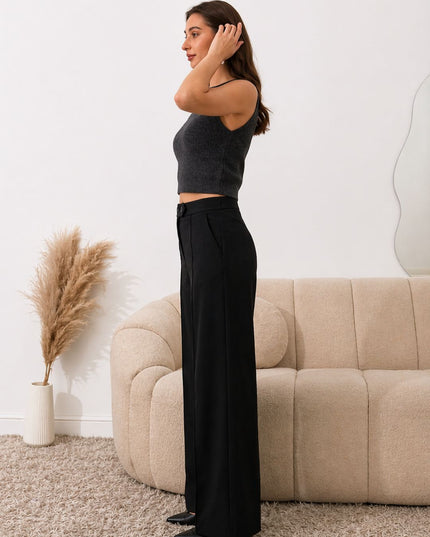 Black High Waist Wide Leg Trousers