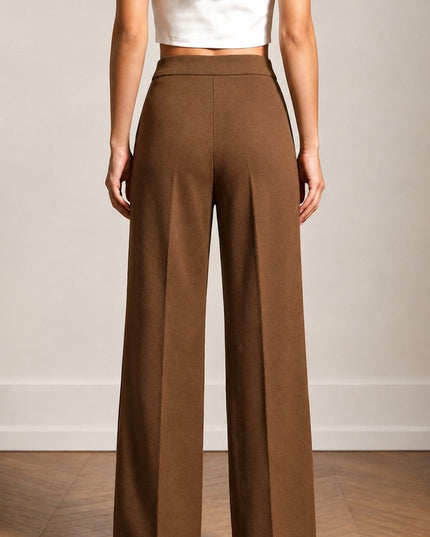 Brown High Waist Wide Leg Trousers