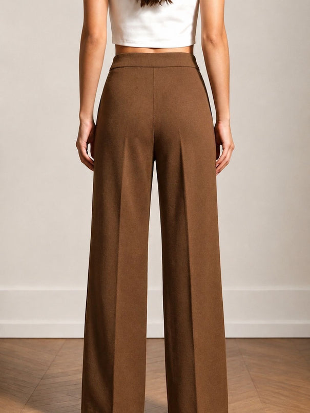 Brown High Waist Wide Leg Trousers