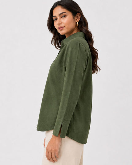 Olive Pure Cotton Relaxed-Fit Shirt