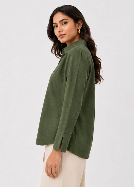 Olive Pure Cotton Relaxed-Fit Shirt