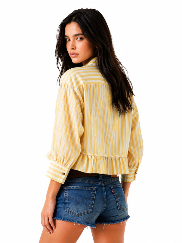Yellow Ruffled Stripe Shirt