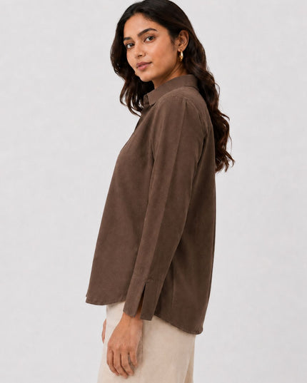 Brown Pure Cotton Relaxed-Fit Shirt
