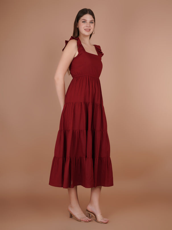 Ruffle Sleeve Maxi Dress