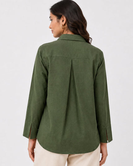 Olive Pure Cotton Relaxed-Fit Shirt