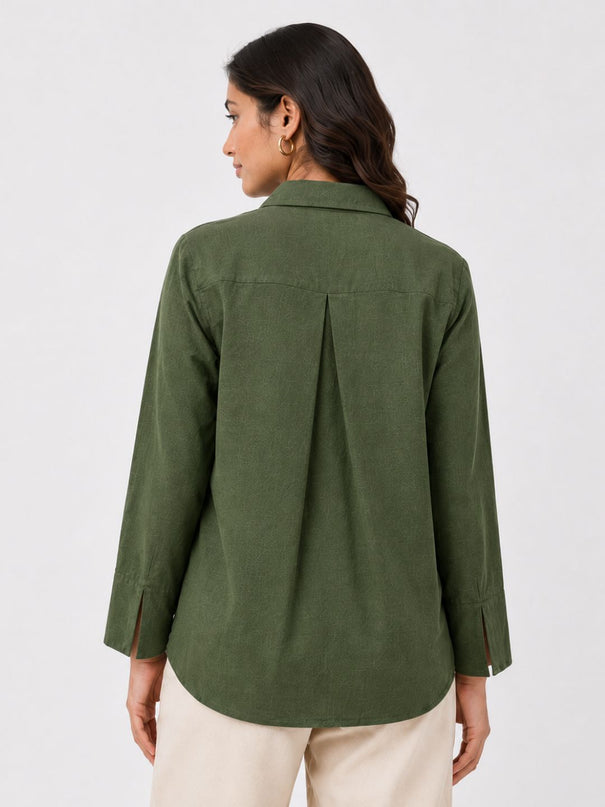 Olive Pure Cotton Relaxed-Fit Shirt