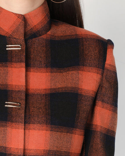 Women’s Checkered Winter Jacket – Orange