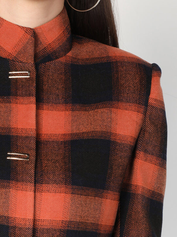 Women’s Checkered Winter Jacket – Orange