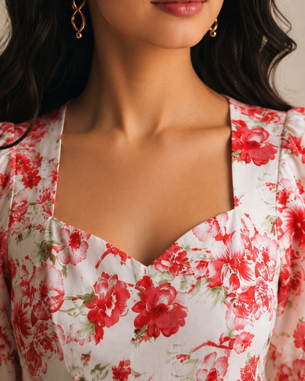 Printed Peplum Top – Floral V-Neck Peplum Top for Women