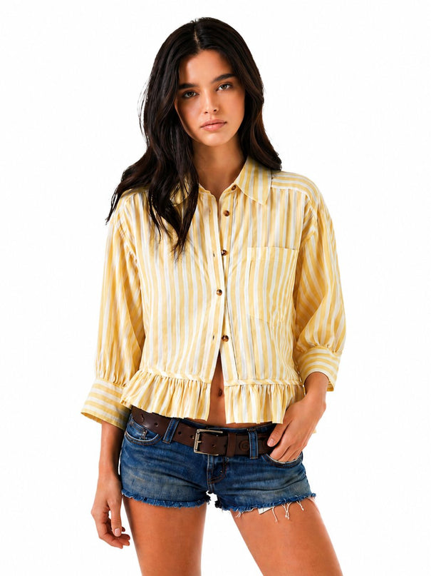 Yellow Ruffled Stripe Shirt