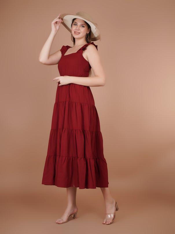 Ruffle Sleeve Maxi Dress