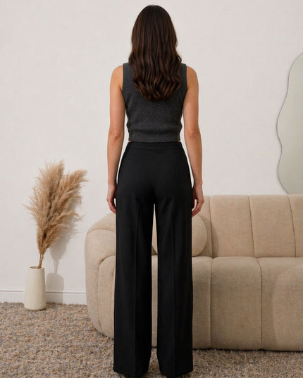 Black High Waist Wide Leg Trousers