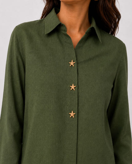 Olive Pure Cotton Relaxed-Fit Shirt