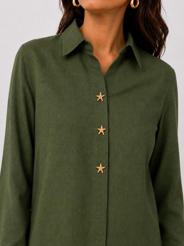 Olive Pure Cotton Relaxed-Fit Shirt