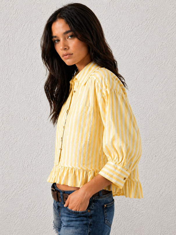 Yellow Ruffled Stripe Shirt