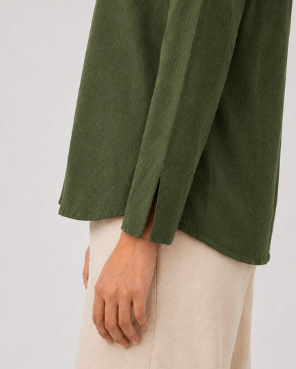 Olive Pure Cotton Relaxed-Fit Shirt