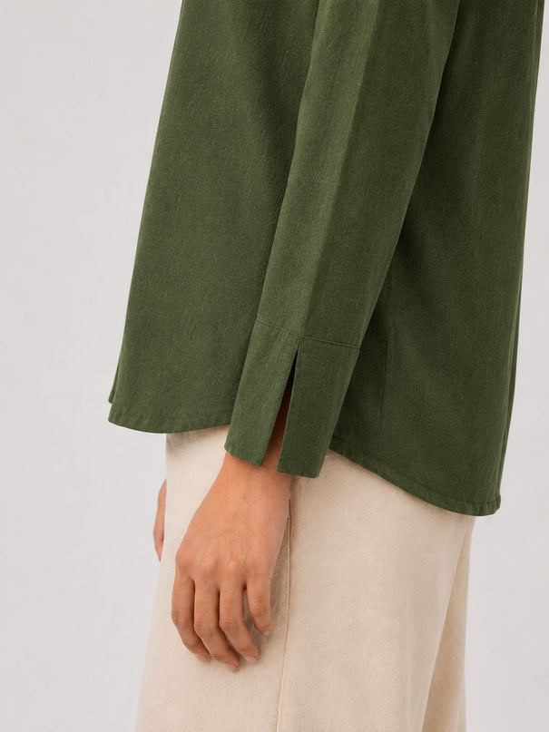 Olive Pure Cotton Relaxed-Fit Shirt