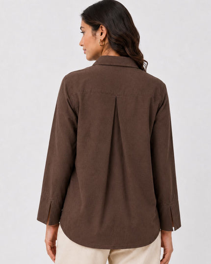Brown Pure Cotton Relaxed-Fit Shirt