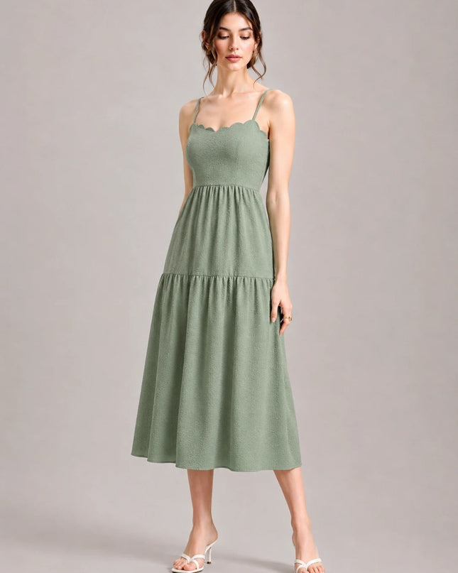 Sage Green Sundress – Breezy Charm Tiered Maxi Dress