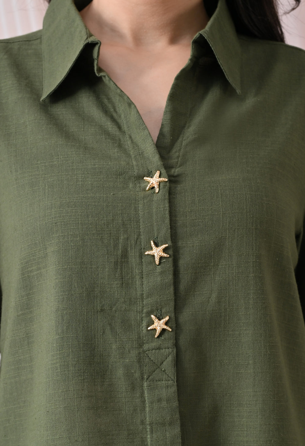 Olive Pure Cotton Relaxed-Fit Shirt
