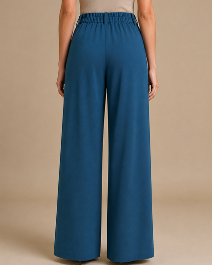 Pleated Trousers: Teal Blue