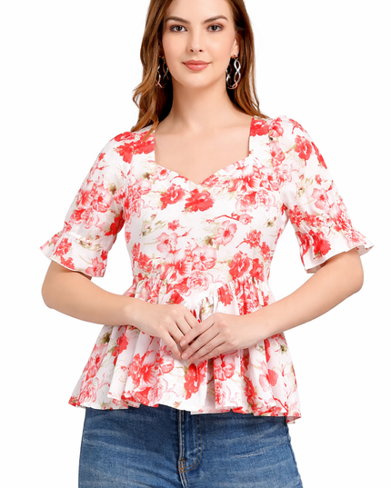 Floral Peplum Top MYMASHA