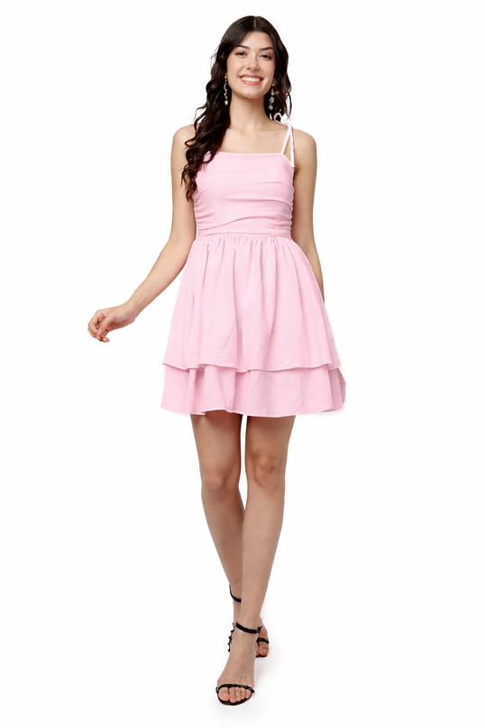 Pink Smoked Mini Dress