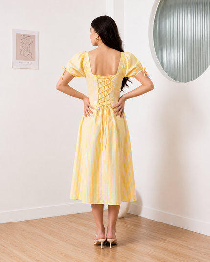 Yellow Stripe  Maxi  Dress