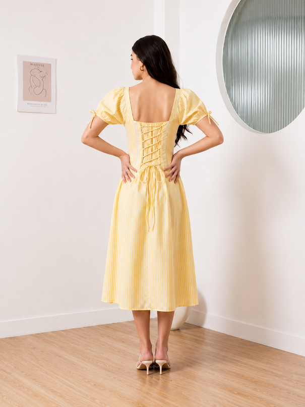 Yellow Stripe  Maxi  Dress
