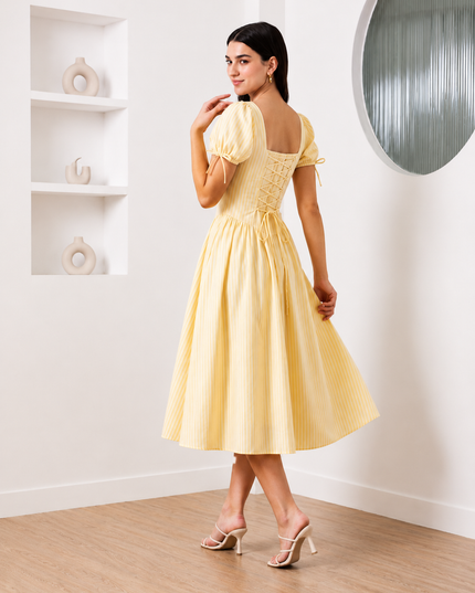 Yellow Stripe  Maxi  Dress
