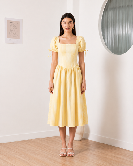 Yellow Stripe  Maxi  Dress