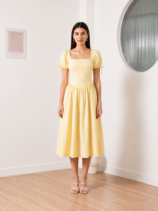 Yellow Stripe  Maxi  Dress