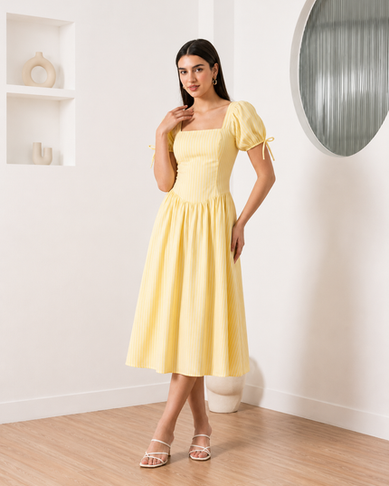 Yellow Stripe  Maxi  Dress
