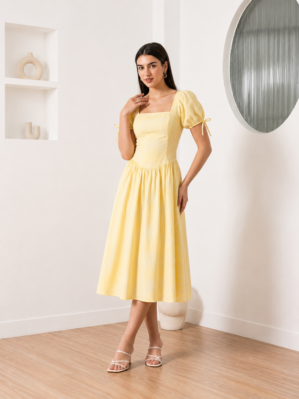 Yellow Stripe  Maxi  Dress