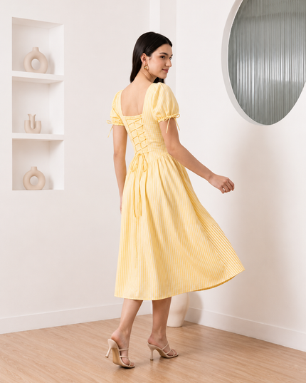 Yellow Stripe  Maxi  Dress