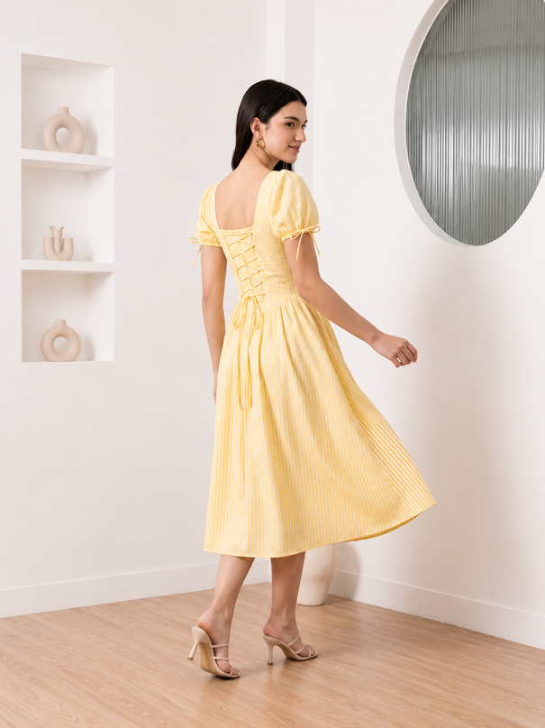 Yellow Stripe  Maxi  Dress