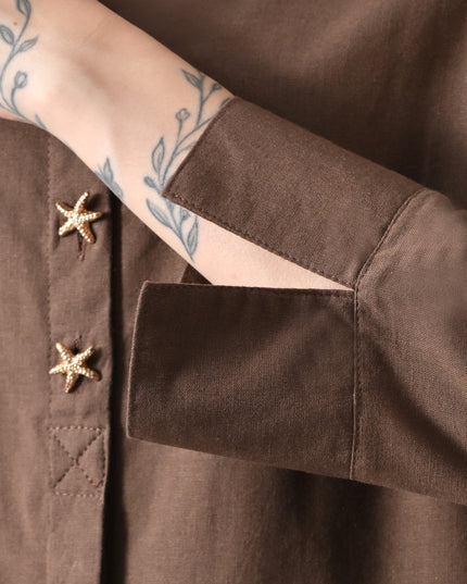 Brown Pure Cotton Relaxed-Fit Shirt