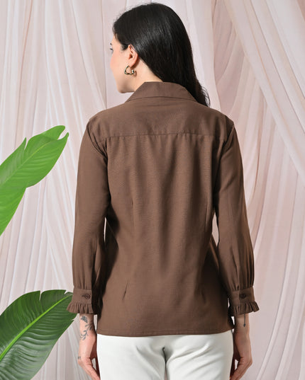 brown women's casual shirt