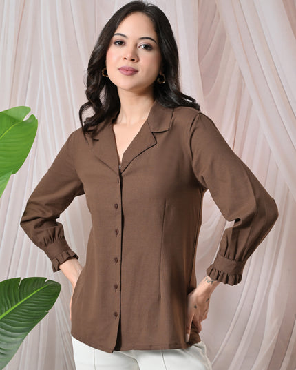 brown women's casual shirt
