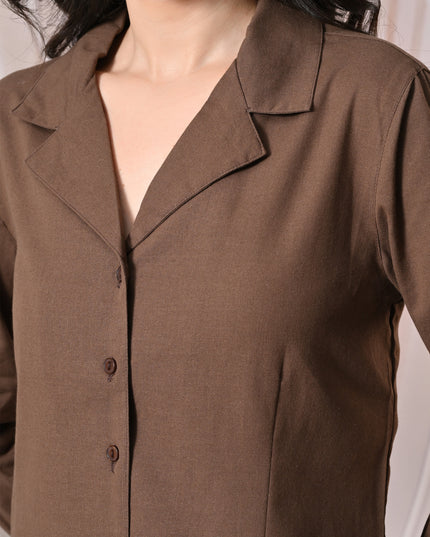 brown women's casual shirt
