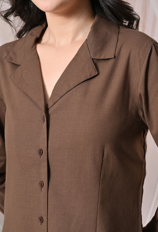 brown women's casual shirt