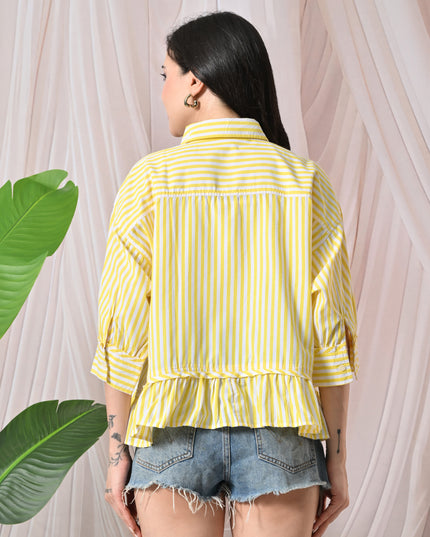 Yellow Ruffled Stripe Shirt